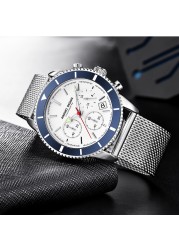 Men's Watch Automatic Date Japanese Watch Movement Quartz Watches 30M Waterproof Wristwatches Chronograph Watch Relogio Masculino