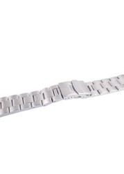 Rolamy 22mm Sliver All Brush Stainless Steel Wrist Watch Band Replacement Metal Watchband Bracelet Double Push Clasp for Seiko