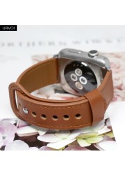 URVOI Leather Strap for Apple Watch Series 7 6 SE 5 4 3 Breathable Sports Strap Fold Pin Buckle Modern Design for iWatch 41 45mm