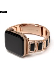 URVOI Metal Strap for Apple Watch Series 7 6 SE 5 4 3 2 1 Band for iwatch strap with Opal Luxury Glitter Shiny Stone 40mm 44mm