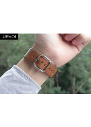 URVOI Leather Strap for Apple Watch Series 7 6 SE 5 4 321 Calf Leather Strap for iwatch 40 44mm Square Buckle Modern Design GEN.2