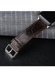 Handmade ostrich foot leather strap watches suitable for Iwatch7 6 5 se 44mm 45mm black brown high-end South African bracelet