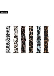 URVOI band for apple watch series 7 6 5 4 3 2 1 SE PU leather with leopard print strap for iWatch microfiber modern design