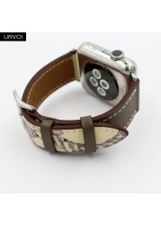 URVOI Printed One Round for Apple Watch Series 7 6 SE 5 4 3 2 Band Swift Leather Strap for iWatch 41 45mm Handmade Wristwatches 2020