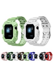 TPU Case + Strap For Apple Watch Band 45mm-38mm Transparent PU Watch Strap For Iwatch Series 3 4 5 6 SE 7 Cove