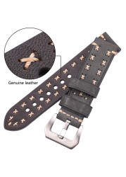 Handmade Watches 22 24mm Antique Leather Italian Watch Band Strap Women Men Brown Black Green Coffee Watch Accessories