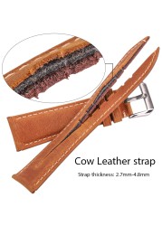 Oil Wax Genuine Leather Watchband Women Men Cowhide Watch Strap Band 18mm 20mm 22mm 24mm Watch Watch Bracelet Metal Clasp