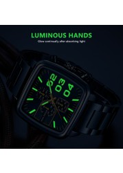 MINI FOCUS Men's Business Quartz Watch Stainless Steel Luxury Brand Luminous Multifunction Waterproof Male Watch + Box