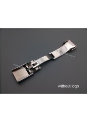 Polished Stainless Steel Watch Buckle Deployment Buckle Silver Brushed Stainless Steel Bracelet Rubber Strap 16mm x 9mm