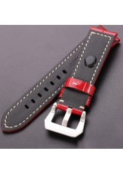 Cowhide Watchband Crocodile Pattern Women Men 20mm 22mm 24mm 5 Colors Watch Strap With Silver Black Steel Buckle Wrist Strap