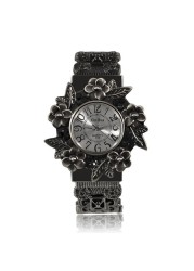 New high-end ladies vintage embossed bracelet watch, creative personality flower quartz watch luxury fashion jewelry wholesale