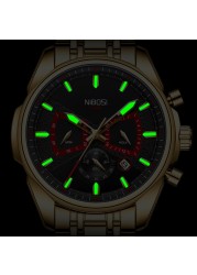 NIBOSI Mens Watches Luxury Brand Waterproof Wristwatch Chronograph Quartz Watch for Men Automatic Date Relogio Masculino