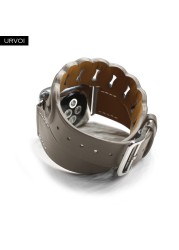 URVOI jurmette Double Round for Apple Watch Series 7 6 SE 5 4 321 Genuine Leather Strap for iWatch Strap Wrist Strap 40 44mm