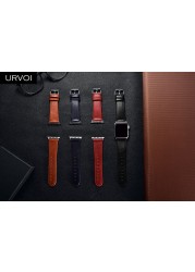 URVOI Strap for Apple Watch Series 7 6 SE 5 4 3 41 45mm Genuine Swift Leather Loop for iWatch Wristwatches Classic Pin Buckle Handmade