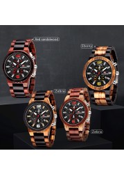 KUNHUANG Top Luxury Wooden Watches Men Sport Chrono Quartz Watches Men Date Luminous Wooden Watch Man Relogio Masculino