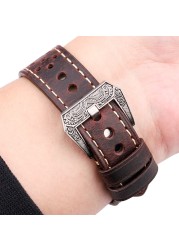 Cowhide Leather Band Watch Bracelet 20mm 22mm 24mm For Huawei Samsung Galaxy Watch 4 3 Strap Brown Black Green Coffee Watches