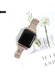 URVOI Band for Apple Watch Series 7654SE Metal Bracelet Electroplating Zircon Shiny Strap for iWatch Rhombus Diamond Women Wristwatches