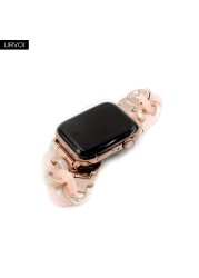 URVOI Link Bracelet for Apple Watch Series 7 6 SE 5 4 3 Band for iwatch Resin Strap Cow Boy Chain Girls Stainless Steel Bracelet