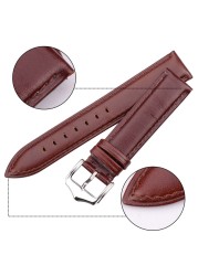 Genuine Leather Watch Band Bracelet Women Men Brown Black Smooth Soft Cowhide Leather Strap Accessories 18 19 20 21 22 24mm Watchband