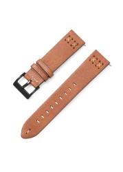 20mm 22mm Leather Watch Strap For Samsung Galaxy Watch 4 42mm 46mm Huawei Watch GT Black Buckle Wrist Watch Strap Bracelet