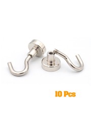 10pcs D20mm 25mm 32mm 36mm 40mm 42mm 46mm 48mm Magnetic Hooks Heavy Duty Wall Hooks Hanger Super Strong Neodymium Magnet Hooks