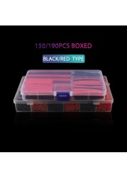 Boxed 150/190pcs Red Black Polyvin Heat Shrink Tubing Cable Tube Sleeving Kit Wrap Wire Set Heat Shrink Tubing Cable Sleeves