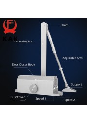 KAK Automatic Door Closer 2 Spring Hydraulic Buffer Adjustable Door Stopper Speed ​​Mute Closing for 25 to 80kg Door Hardware