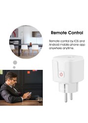 WiFi Smart Plug 16A EU Socket Tuya Smart Life APP Work with Alexa Google Home Assistant Voice Control Energy Monitoring Timing