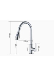 Kitchen pull-out telescopic cold and hot random pull-out faucet sink basin dishwasher mixing valve