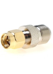 One or 2pcs F Type Female Jack to SMA Male Plug Straight RF Coaxial Adapter F Connector to SMA Adapter Gold Tone