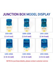 Multiport Distribution Box Universal Wire Connector Terminal Blocks Waterproof Junction Box UKK 80A