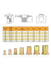 210/165/100pcs Carbon Steel Box Rivet Nuts Carbon Steel M3 M4 M5 M6 M8 M10 M12 Flat Head Rivet Nuts Set Hardware Parts