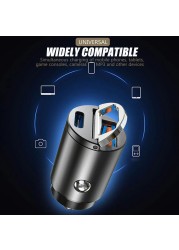 QCY Mini Car Charger 30W Metal Dual USB Car Charger 2 Alloy Flush Fit Car Adapter Fast Charging QC3.0 CR01