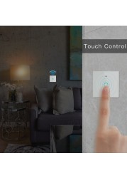 1pc Wall Touch Switch 1/2/3 Gang, EU Type WiFi Smart Glass Panel Switch Tuya App Remote Control, Work with Alexa Google Home