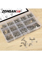 ZONSANTA 480/660pcs Cross Round Head Screw Set M2 M2.5 M3 M4 Ring Nut Stainless Steel Screw Phillips Head Machine Screw