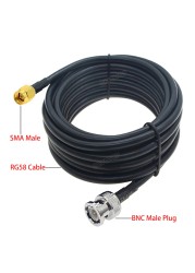 RG-58 SMA Straight/Right Angle Male to BNC Male Plug RG58 Cable 50 Ohm RF Extension Cable Connector RF Jumper Pigtail Adapter