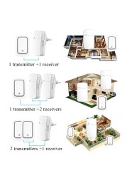 Smart Outdoor Wireless Doorbell Without Battery Waterproof Wireless Bell 2 in 1 EU Plug Self Powered Button Ring Bell