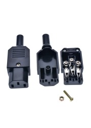 IEC-Socket Straight Cable Connector, 16 A, C13 C14, 250V, 3-Pin Power, Black