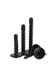 Cross Round Head Round Head Drilling Screw With Pad Self Tapping Screws With Washer Black 410 Stainless Steel M4.2 M4.8