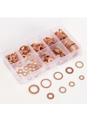 200pcs Copper Washer Gasket Nut and Bolt Flat Ring Set Assortment with Box // M8/M10/M12/M14 for Swamp Sockets
