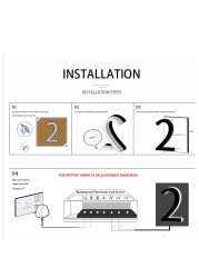 Metel 3D LED House Numbers for Crafts Outdoor Waterproof Home Hotel Door Plates Stainless Steel Address Sign