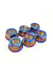 6pcs Titanium Ti M10 Pitch Sprocket Flange Nut For Honda Suzuki Yamaha Nuts M10x1.25mm