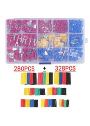 328/280pcs Insulated Spade Butt Loop Fork Loop Lugs Rolled Terminals Electrical Cable Crimp Connector Wire Stripper Plier