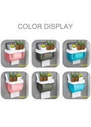 Wall Mount Tissue Holder Box Punch-Free Waterproof Toilet Paper Storage Rack Paper Towel Kitchen Bathroom Storage Box