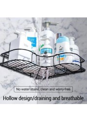 2/1pcs Free Punch Corner Shelf Bathroom Kitchen Storage Rack Holder for Shampoo Toothbrush Towel Spice Jar Bottles Water Cup