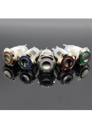 19mm Waterproof Momentary Locking Stainless Steel Metal Door Bell Bell Horn Push Button Switch LED Car Auto Computer Engine