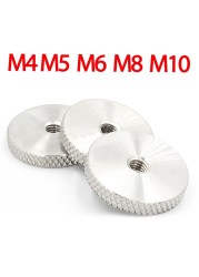 Knurled Thumb Nuts M4 M5 M6 M8 M10 M12 304 Stainless Steel Flat Head Knurled Hand Screw Round Nut Fastening Tools