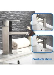 Basin Bathroom Sink Faucet Deck Mounted Hot Cold Water Basin Mixer Taps Matte Black Lavatory Sink Faucet Crane