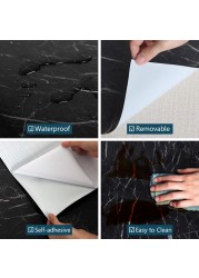 Waterproof Marble Kitchen Walls Home Decor PVC Self Adhesive Wallpaper Contact Film40cm/60cm/80cm Width