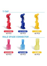 SUOSOK T Tap Fast Electrical Cable Connectors, Snap Splice Lock Wire Terminal Crimp Wire Connector Electrical Connector Waterproof